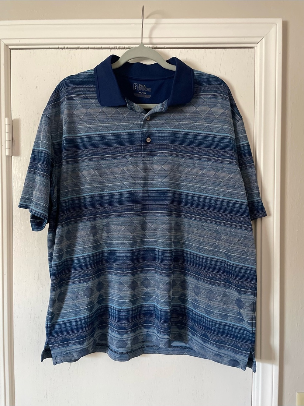PGA Tour Blue Multi-Stripe Polo